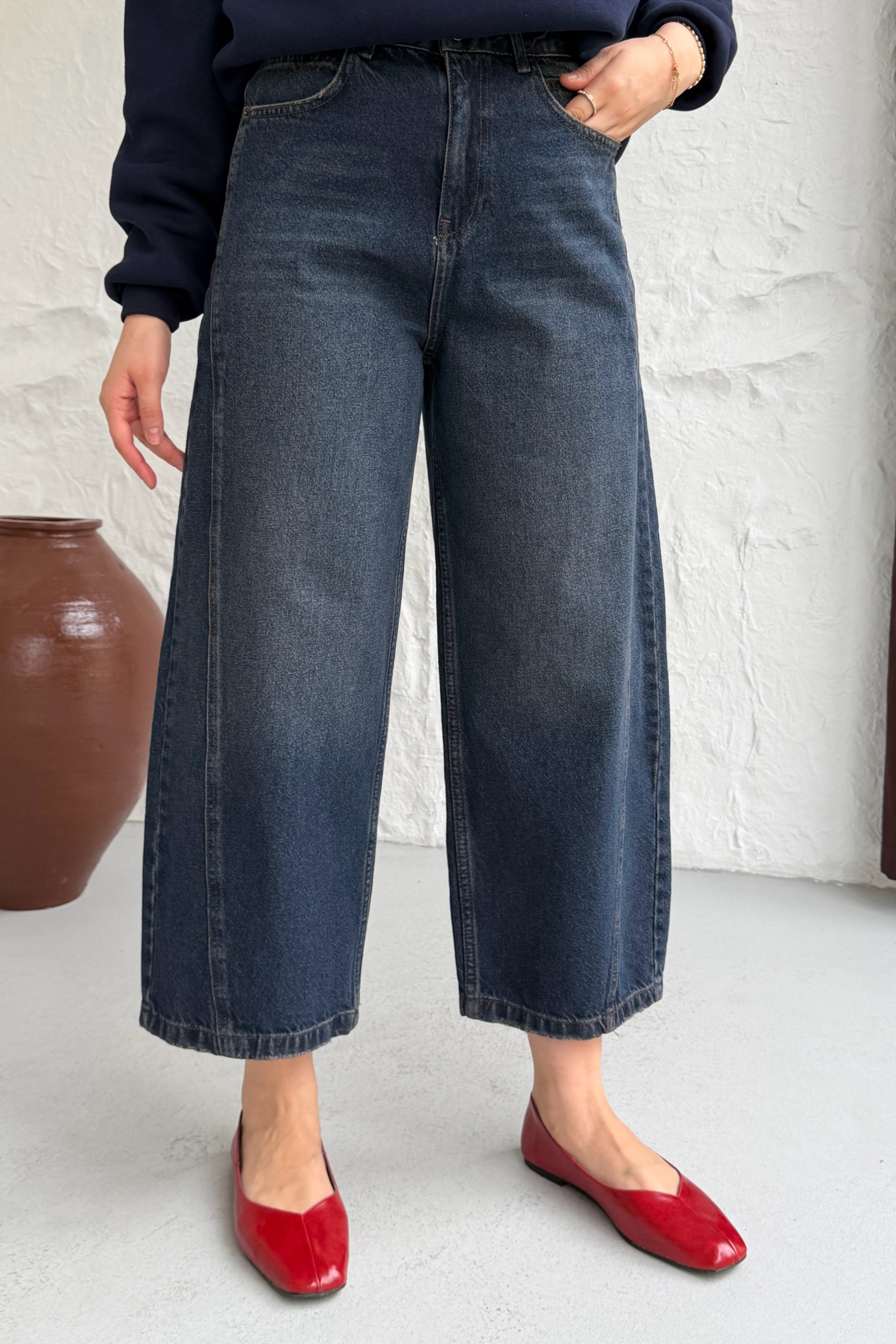 Tinted Yıkamalı Denim Jean Pantolon-KAHVERENGİ