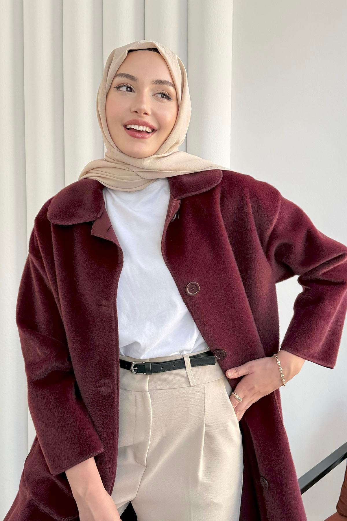 Torba Cepli Bebe Yaka Oversize Kaban-BORDO