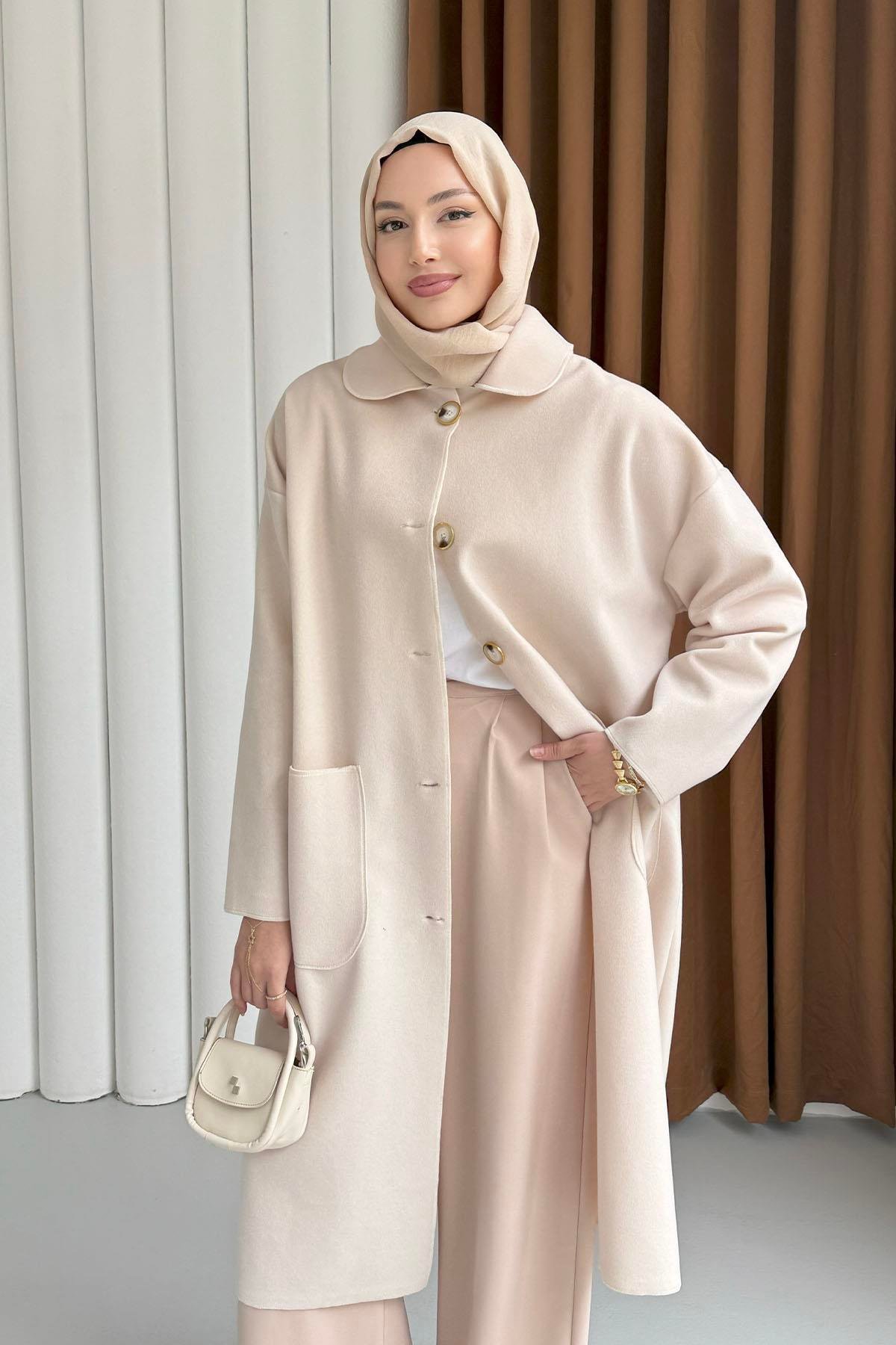 Torba Cepli Bebe Yaka Oversize Kaban-EKRU