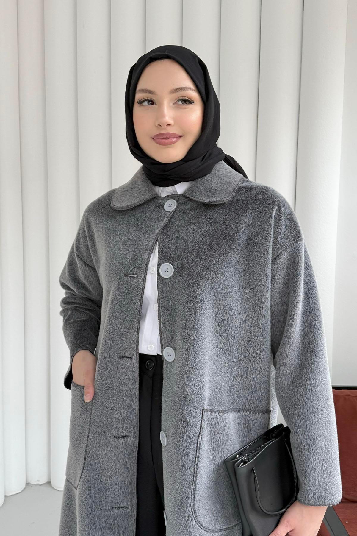 Torba Cepli Bebe Yaka Oversize Kaban-GRİ