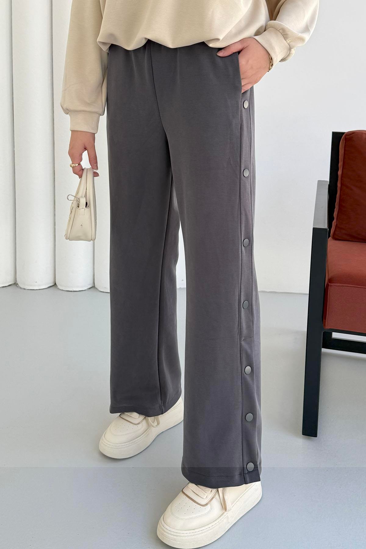Yanları Çıt Çıt Detaylı Oysho Kumaş Pantolon-ANTRASİT