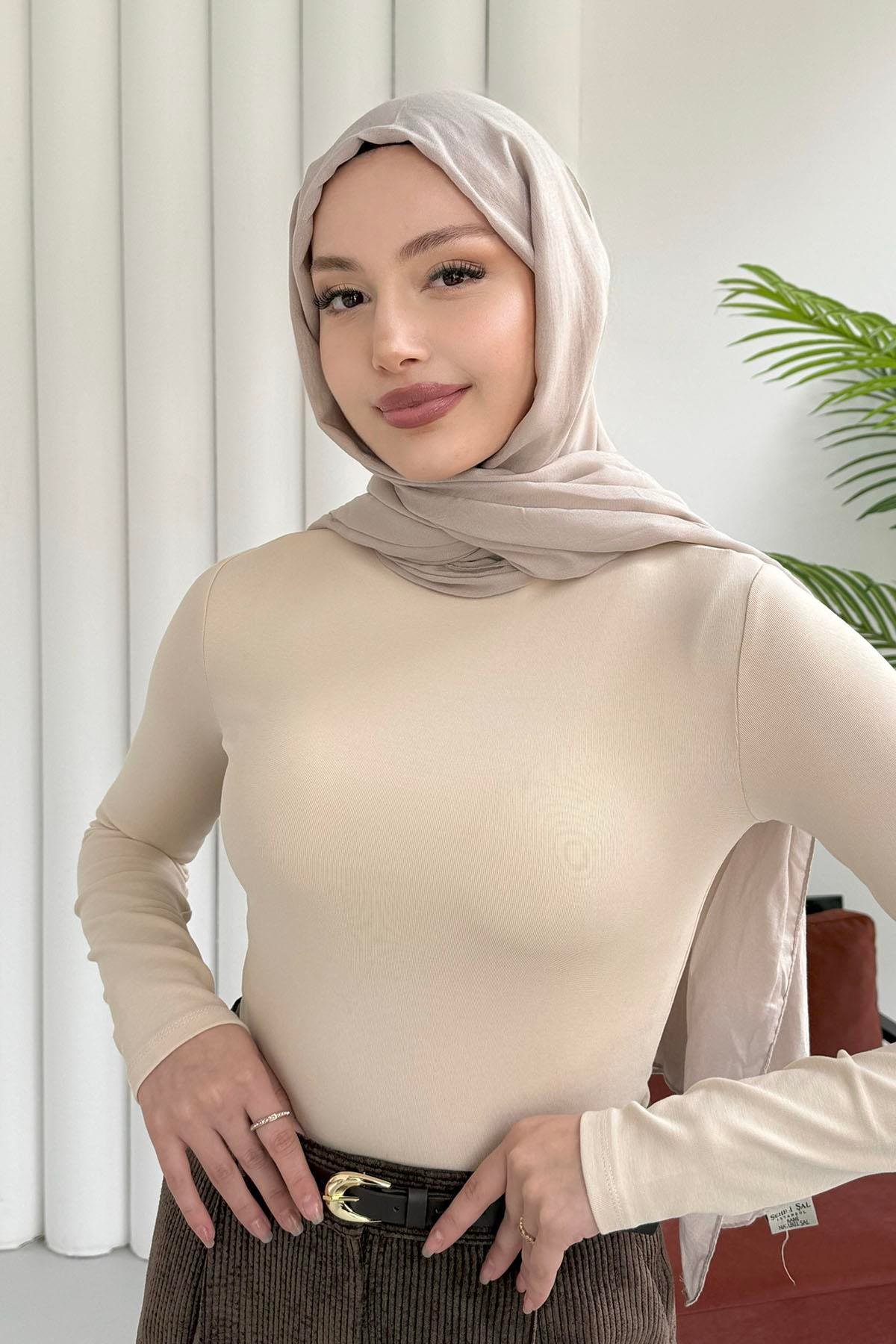 Yarım Balıkçı Yaka Uzun Kol Bady-BEJ