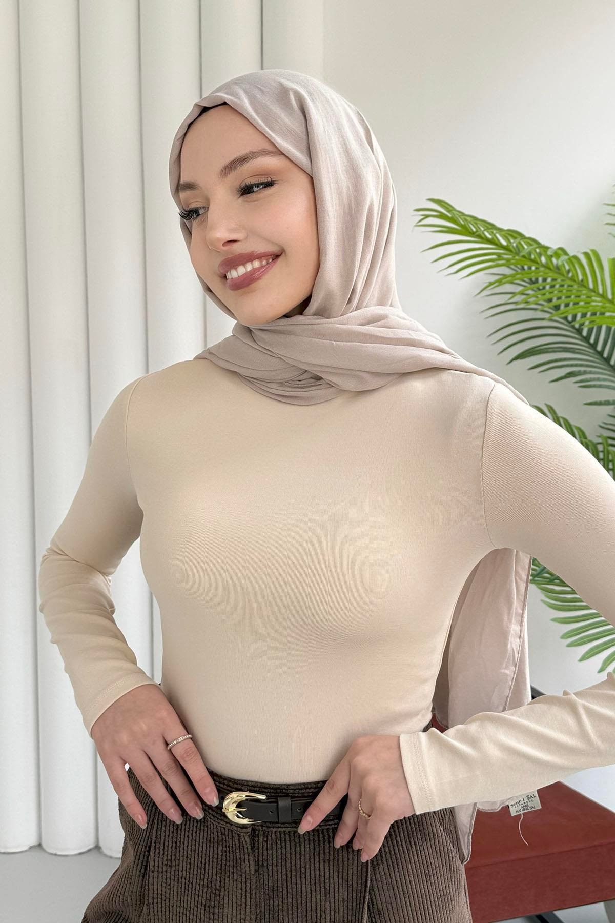 Yarım Balıkçı Yaka Uzun Kol Bady-BEJ