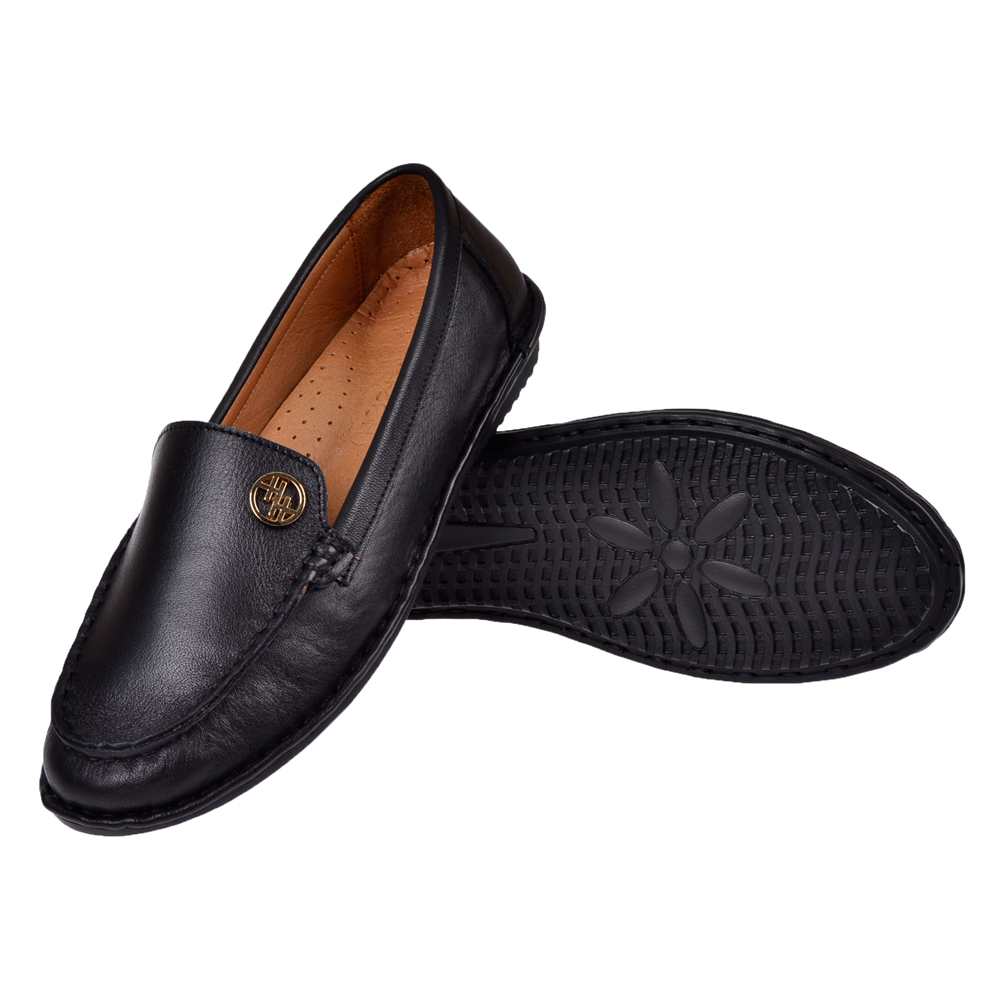Beety Hakiki Deri Comfort Kadın Babet BEE-228 SİYAH