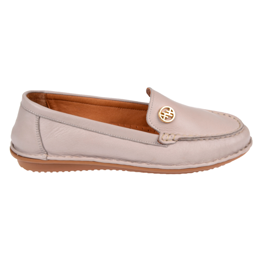 Beety Hakiki Deri Comfort Kadın Babet BEE-228 SİLVER
