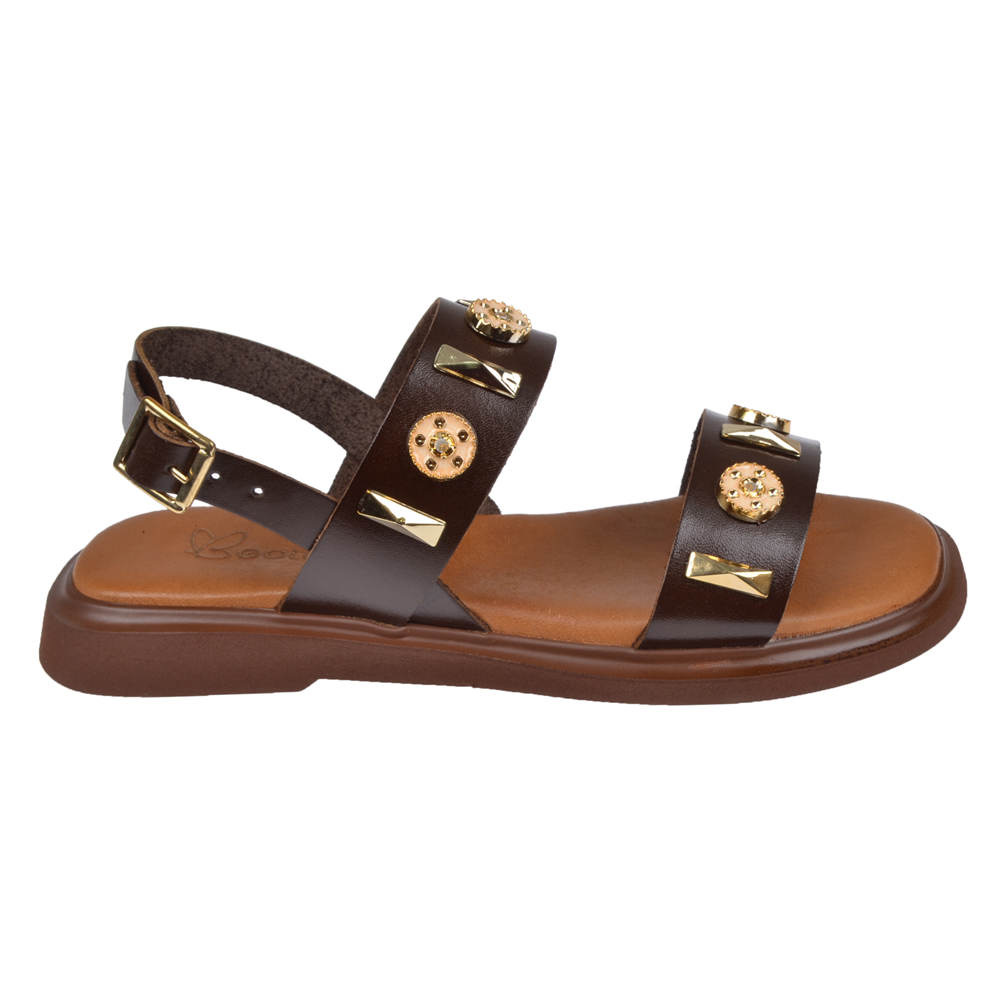 Beety Hakiki Deri Comfort Kadın Sandalet BEE-352 KAHVE