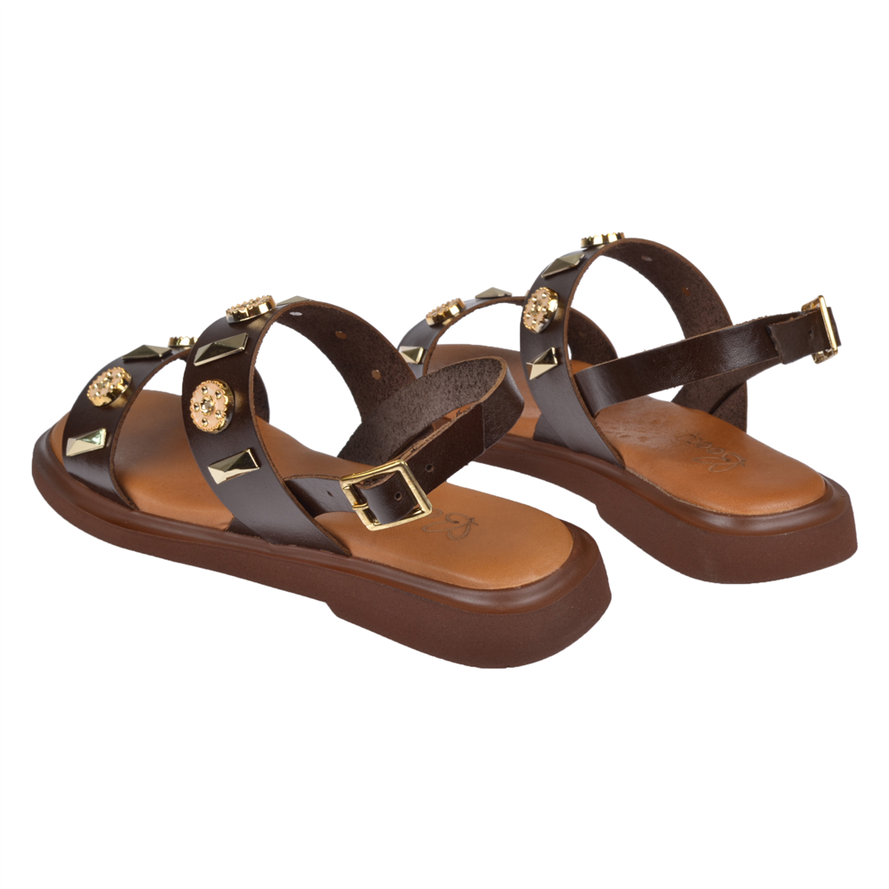 Beety Hakiki Deri Comfort Kadın Sandalet BEE-352 KAHVE