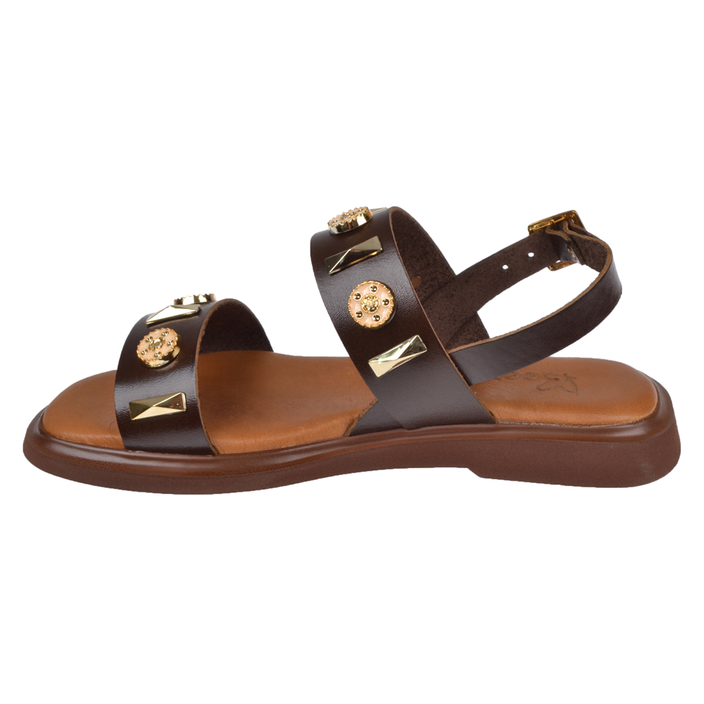 Beety Hakiki Deri Comfort Kadın Sandalet BEE-352 KAHVE