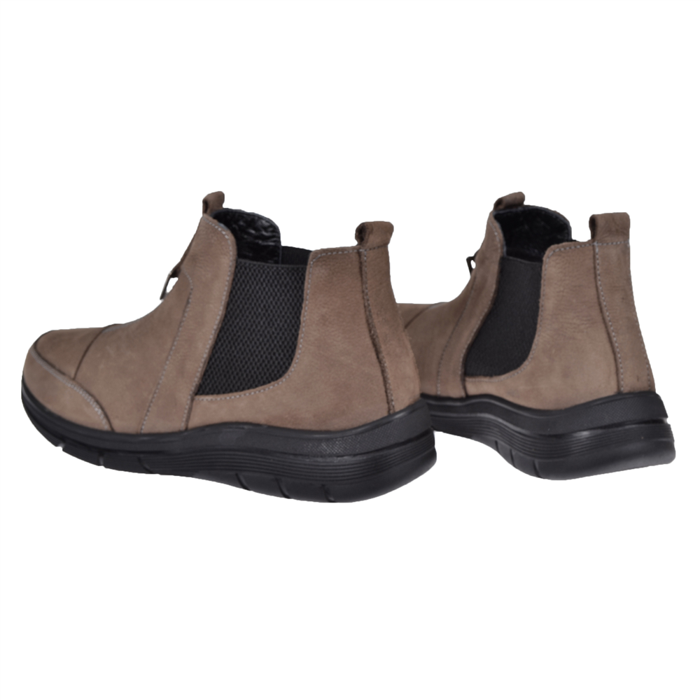 Beety Hakiki Deri Lastikli Comfort Kadın Bot BEE-018 VİZON NUBUK