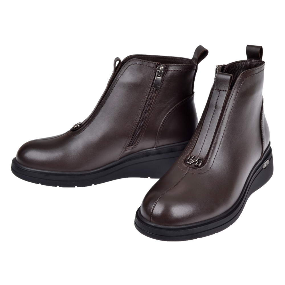 Beety Hakiki Deri Önü Lastikli Dolgu Taban Kadın Bot BEE-5068 KAHVE