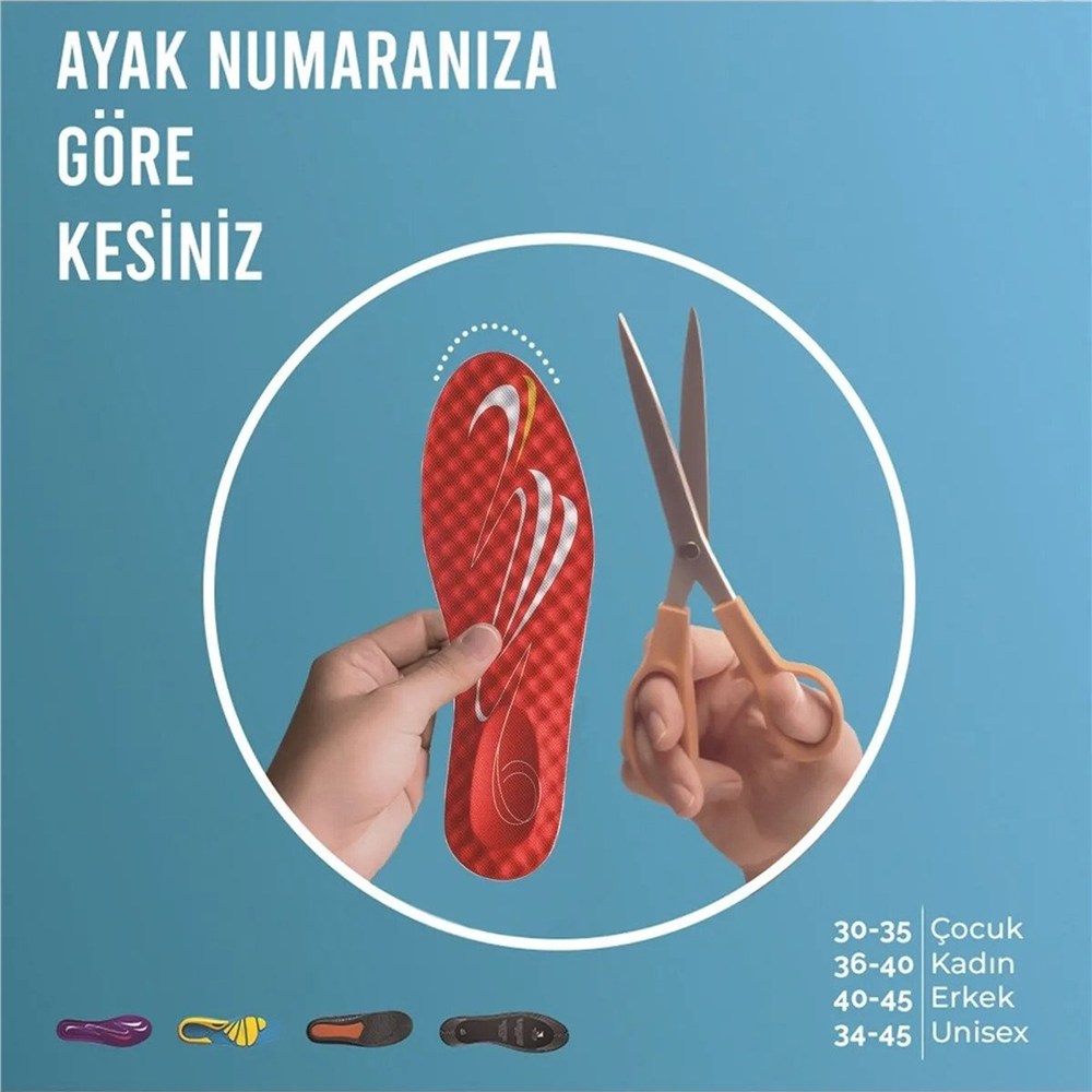 Blue Gel Memory Foam, Darbe Emici, Masaj Noktalı, Yumuşak, Kadın Spor Ayakkabı Tabanlığı 199-MW