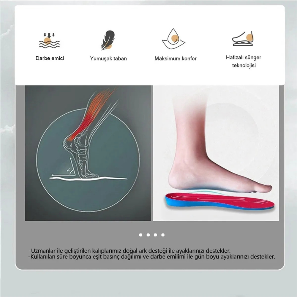 Blue Gel Memory Foam, Darbe Emici, Yumuşak, Kadın Sneaker Tabanlığı 186-MW-