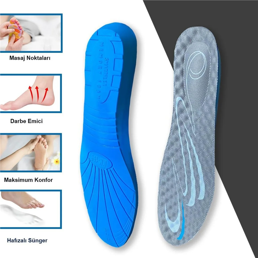 Blue Gel Yumuşak Memory Foam, Ortopedik, Spor Ayakkabılar İçin Çocuk Tabanlık 199-MK   STANDART