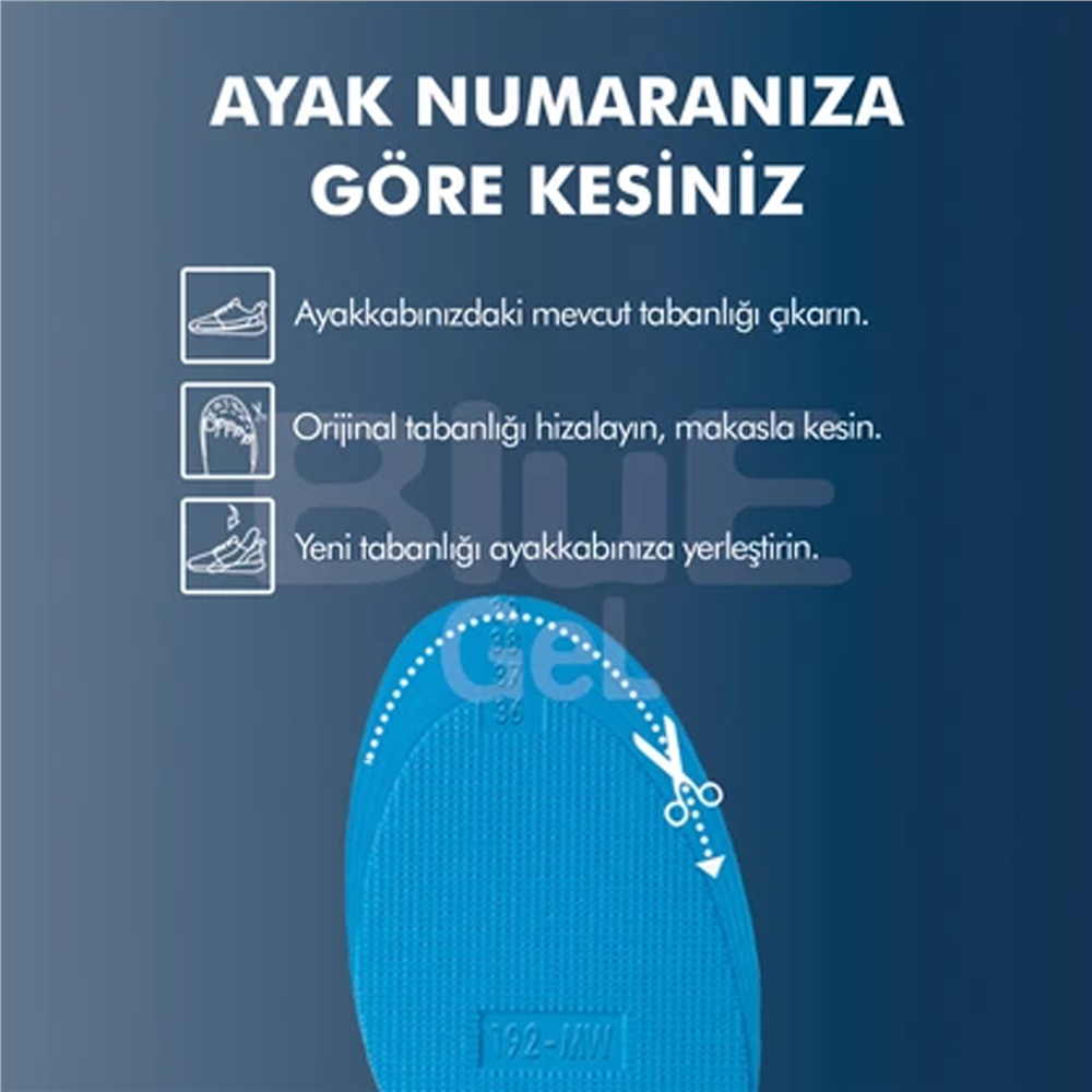 Blue Gel Yumuşak Memory Foam, Ortopedik, Spor Ayakkabılar İçin Çocuk Tabanlık 199-MK   STANDART