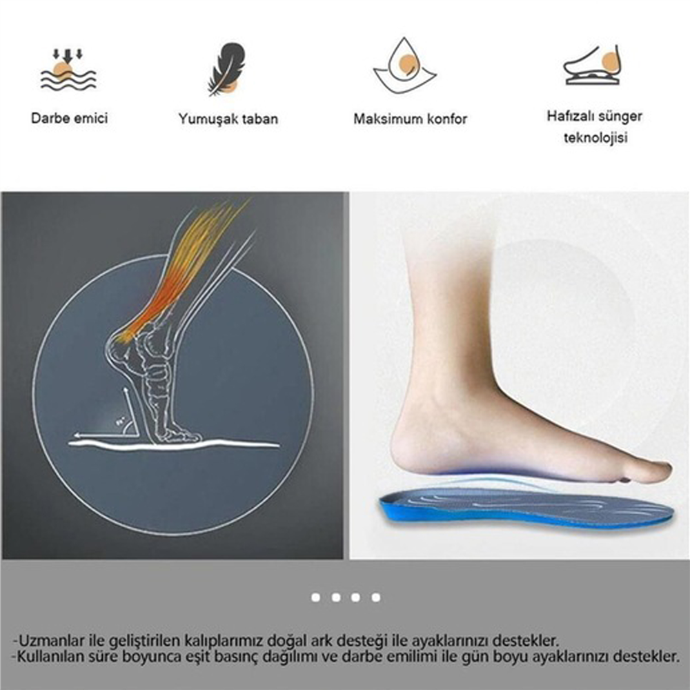 Blue Gel Yumuşak Memory Foam, Sneaker İçin Erkek Tabanlık 186-MM   STANDART