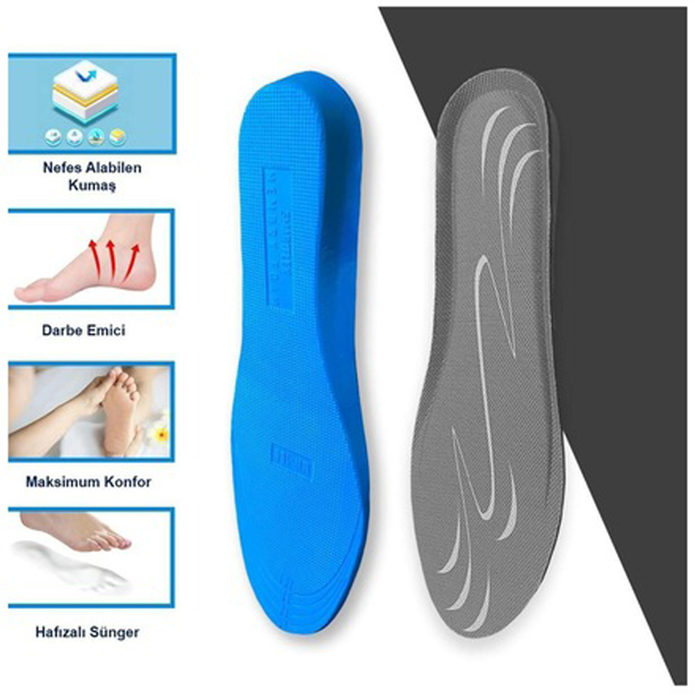 Blue Gel Yumuşak Memory Foam, Sneaker İçin Erkek Tabanlık 186-MM   STANDART