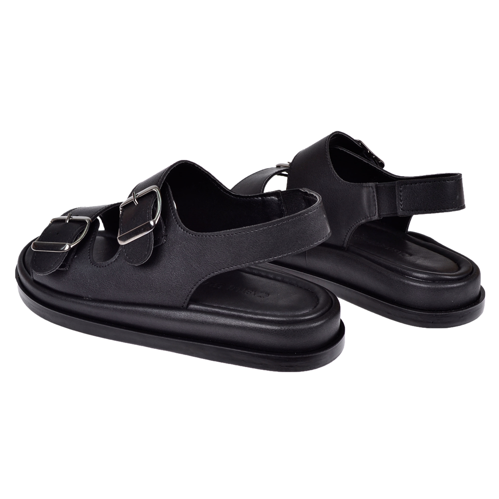 Castle Black Çift Tokalı Kadın Sandalet CB-35176 SİYAH