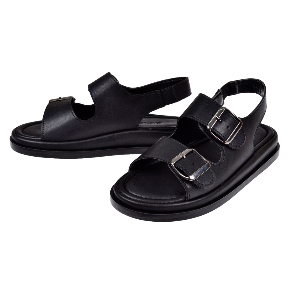 Castle Black Çift Tokalı Kadın Sandalet CB-35176 SİYAH