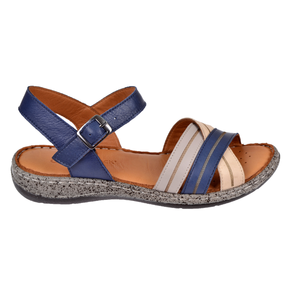 Castle Black Hakiki Deri Comfort Kadın Sandalet CB-22382 LACİ MULTİ