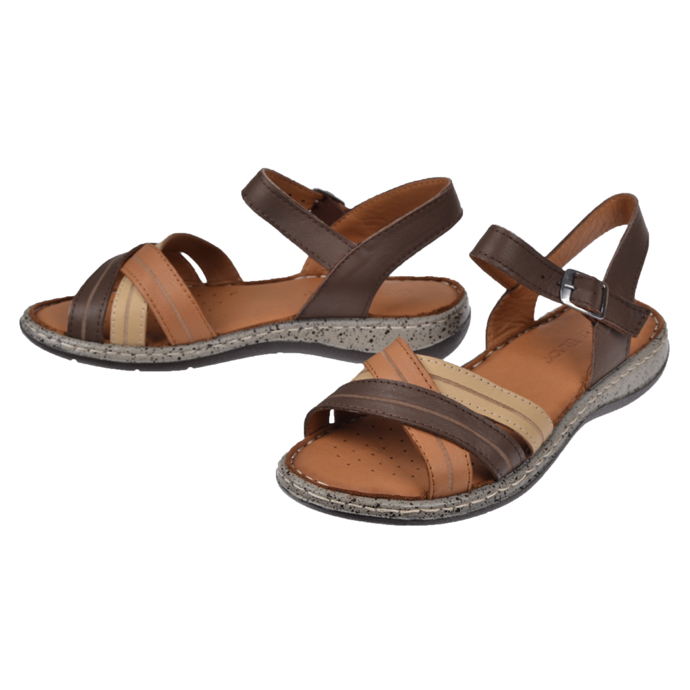 Castle Black Hakiki Deri Comfort Kadın Sandalet CB-22382   KAHVE MULTİ