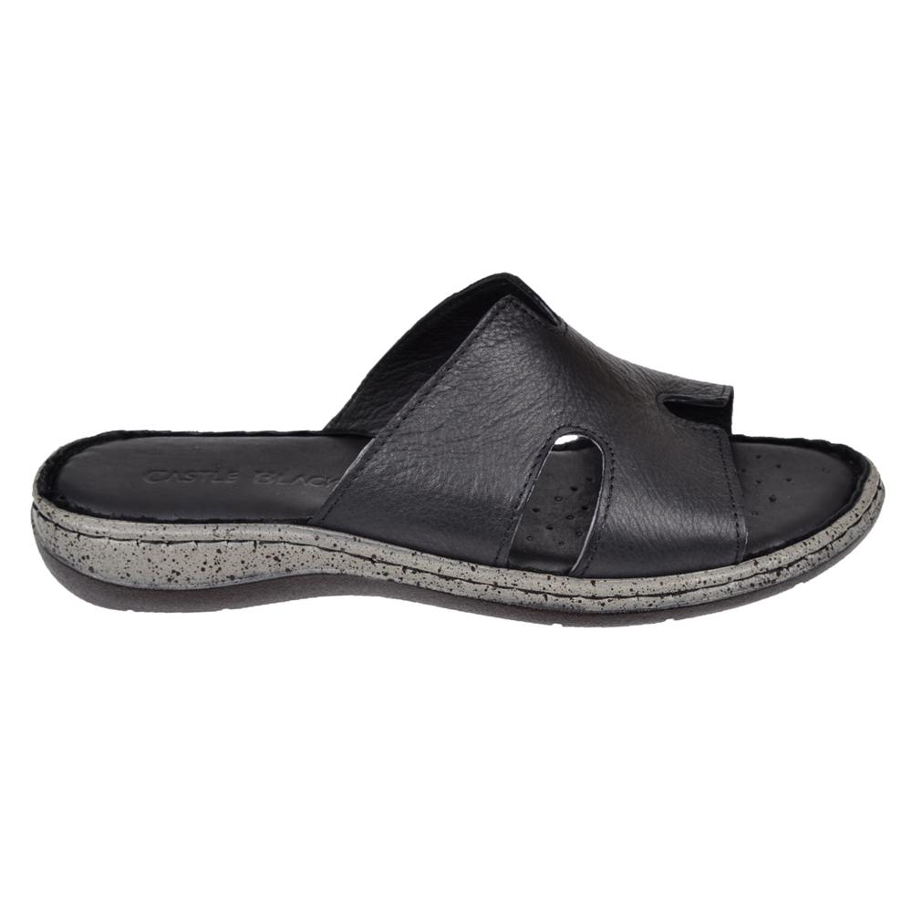 Castle Black Hakiki Deri Comfort Kadın Terlik CB-22404   SİYAH
