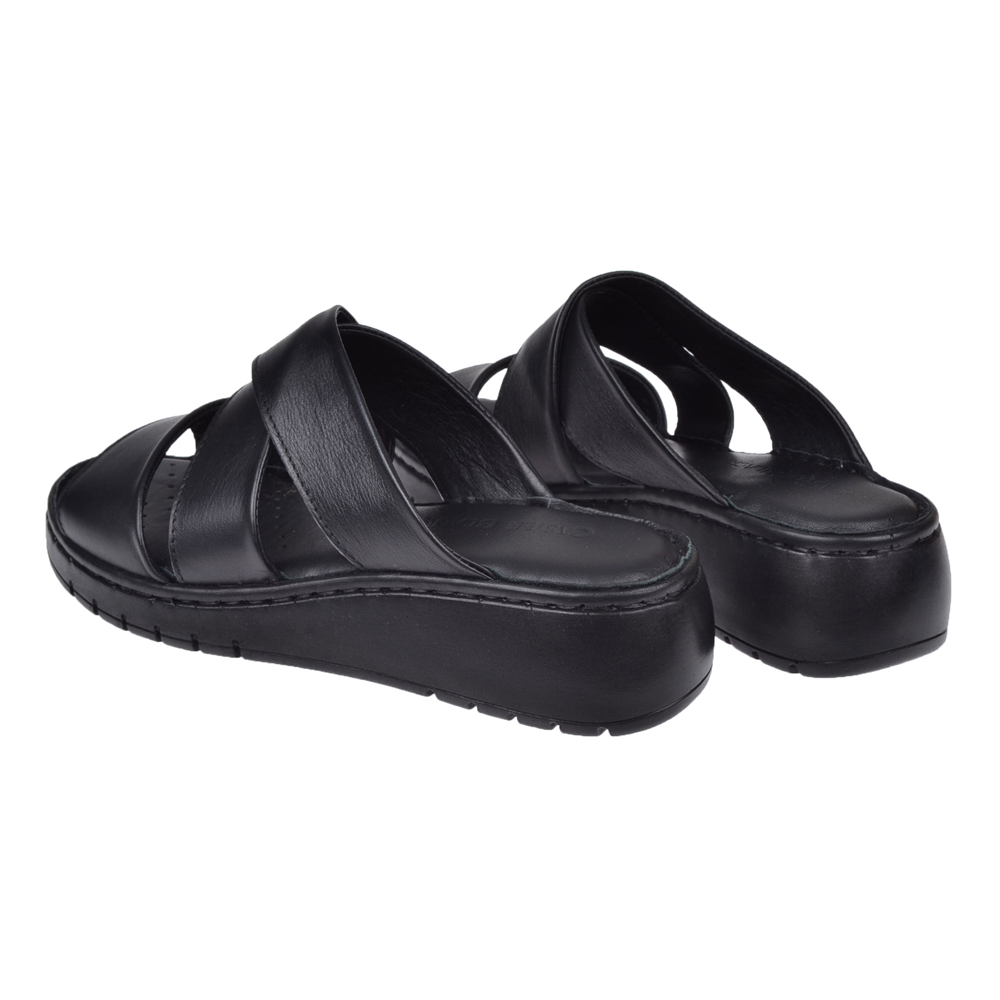 Castle Black Hakiki Deri Comfort Kadın Terlik SK-22356 SİYAH
