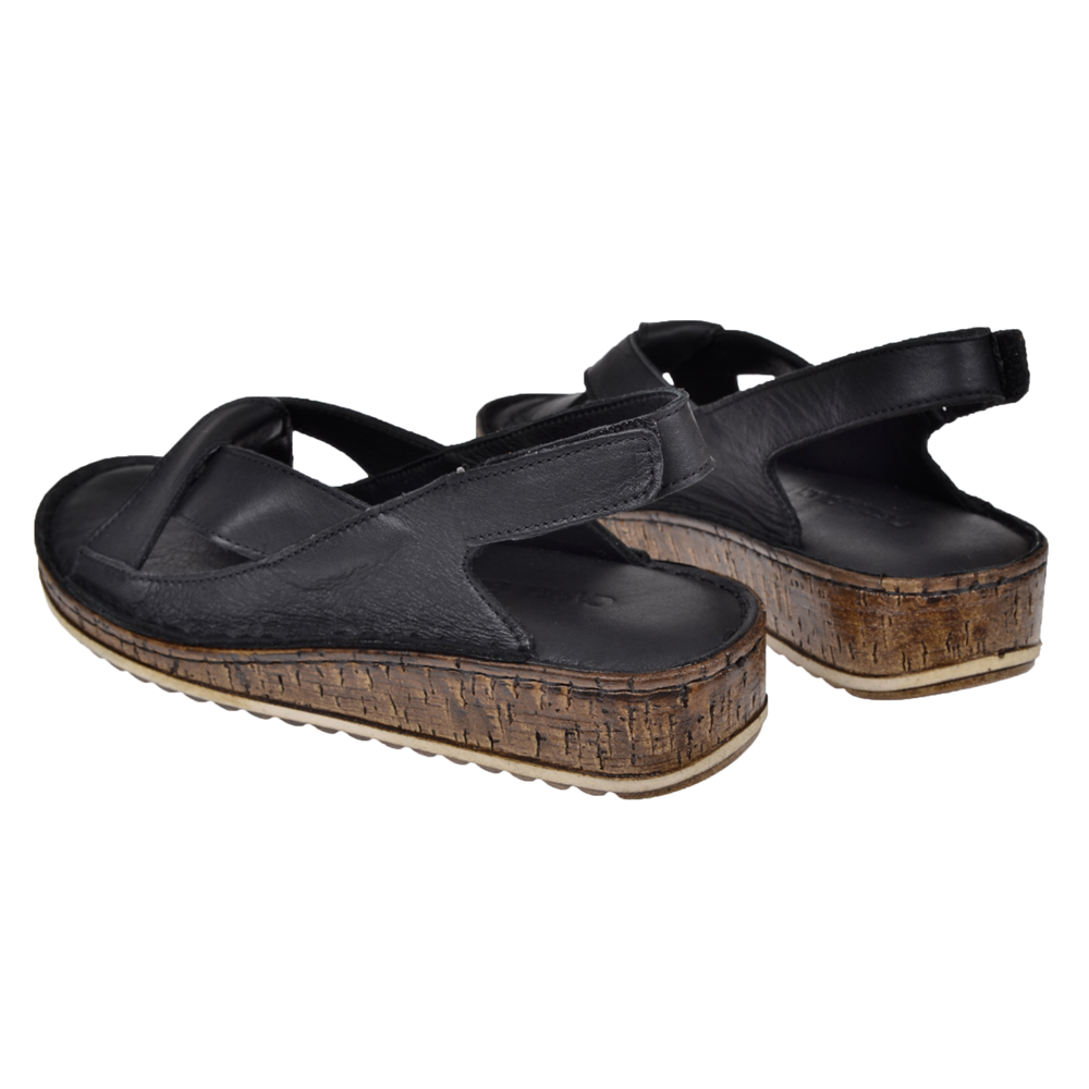 Castle Black Hakiki Deri Comfort Kadın Sandalet CB-22354   SİYAH