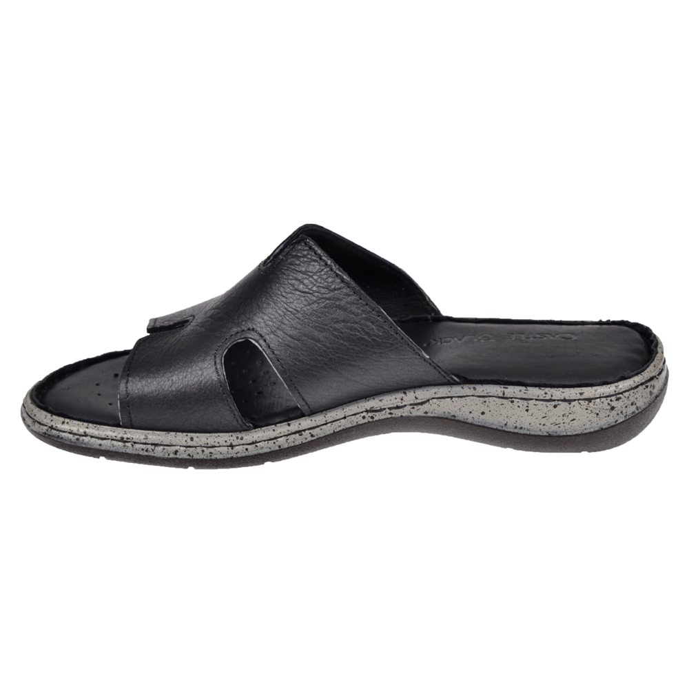 Castle Black Hakiki Deri Comfort Kadın Terlik CB-22404   SİYAH