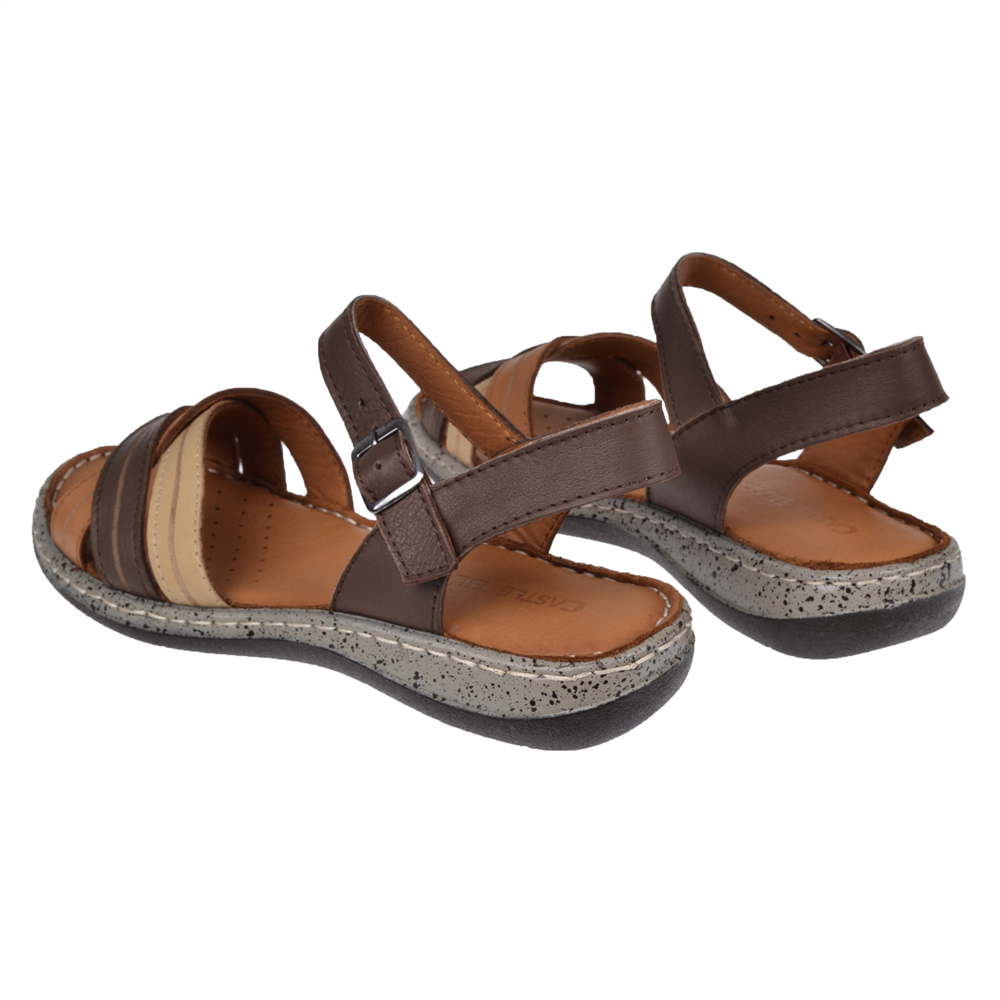 Castle Black Hakiki Deri Comfort Kadın Sandalet CB-22382   KAHVE MULTİ