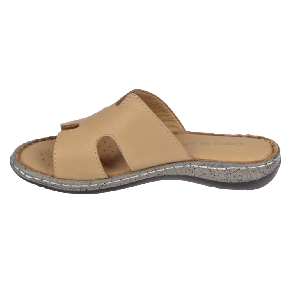 Castle Black Hakiki Deri Comfort Kadın Terlik CB-22404   BEJ