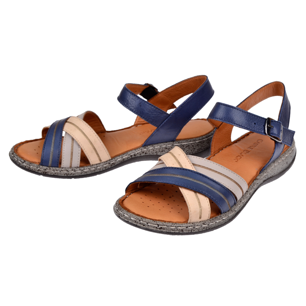 Castle Black Hakiki Deri Comfort Kadın Sandalet CB-22382 LACİ MULTİ