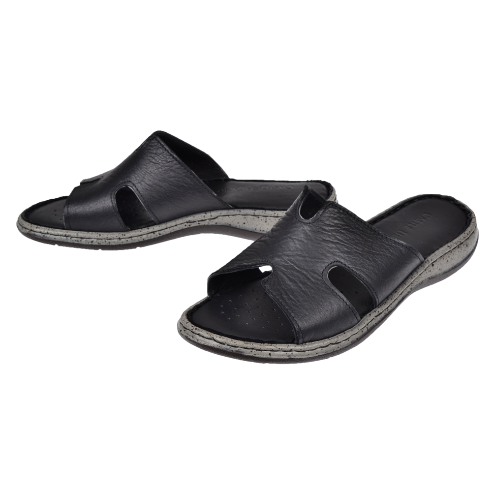 Castle Black Hakiki Deri Comfort Kadın Terlik CB-22404   SİYAH