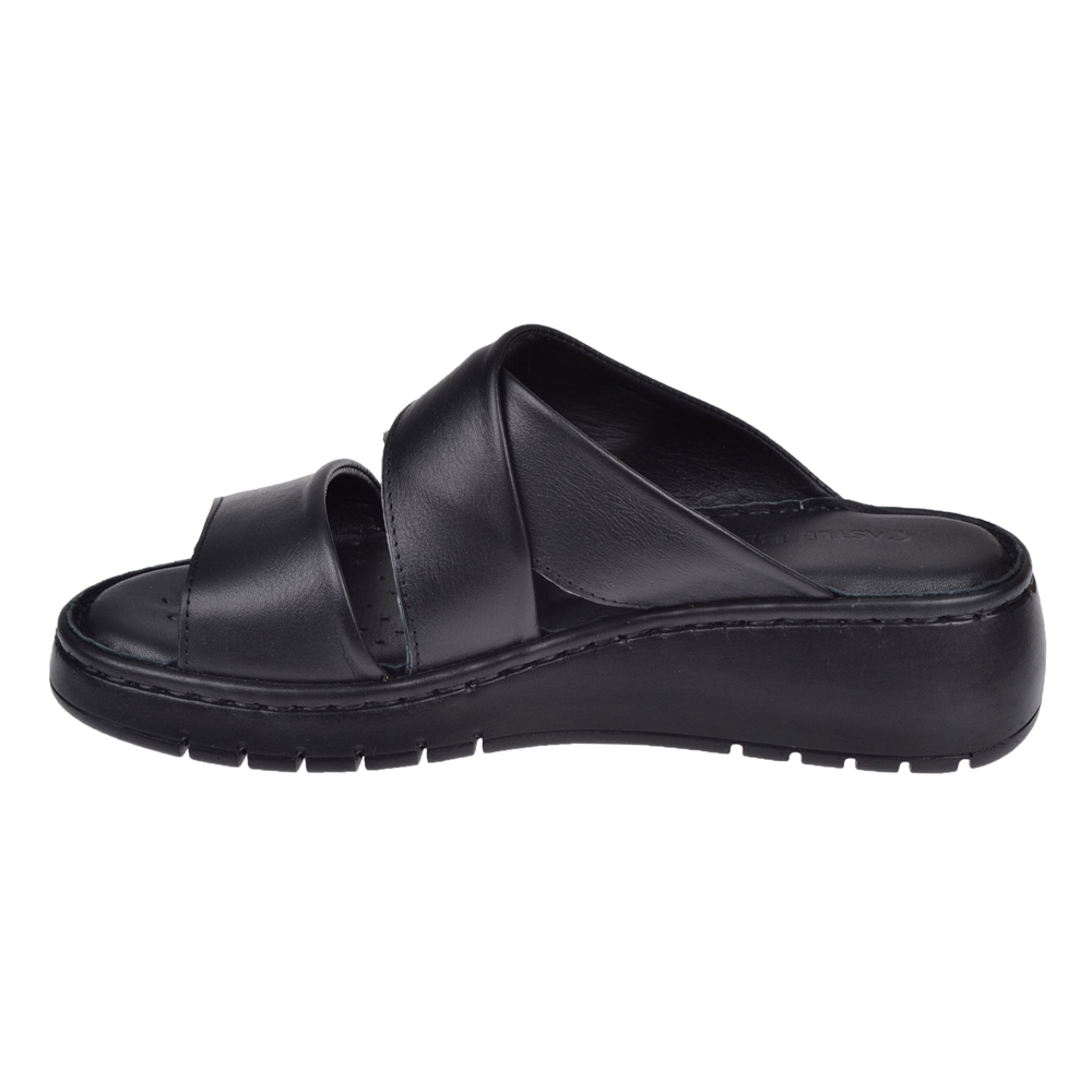 Castle Black Hakiki Deri Comfort Kadın Terlik SK-22356 SİYAH