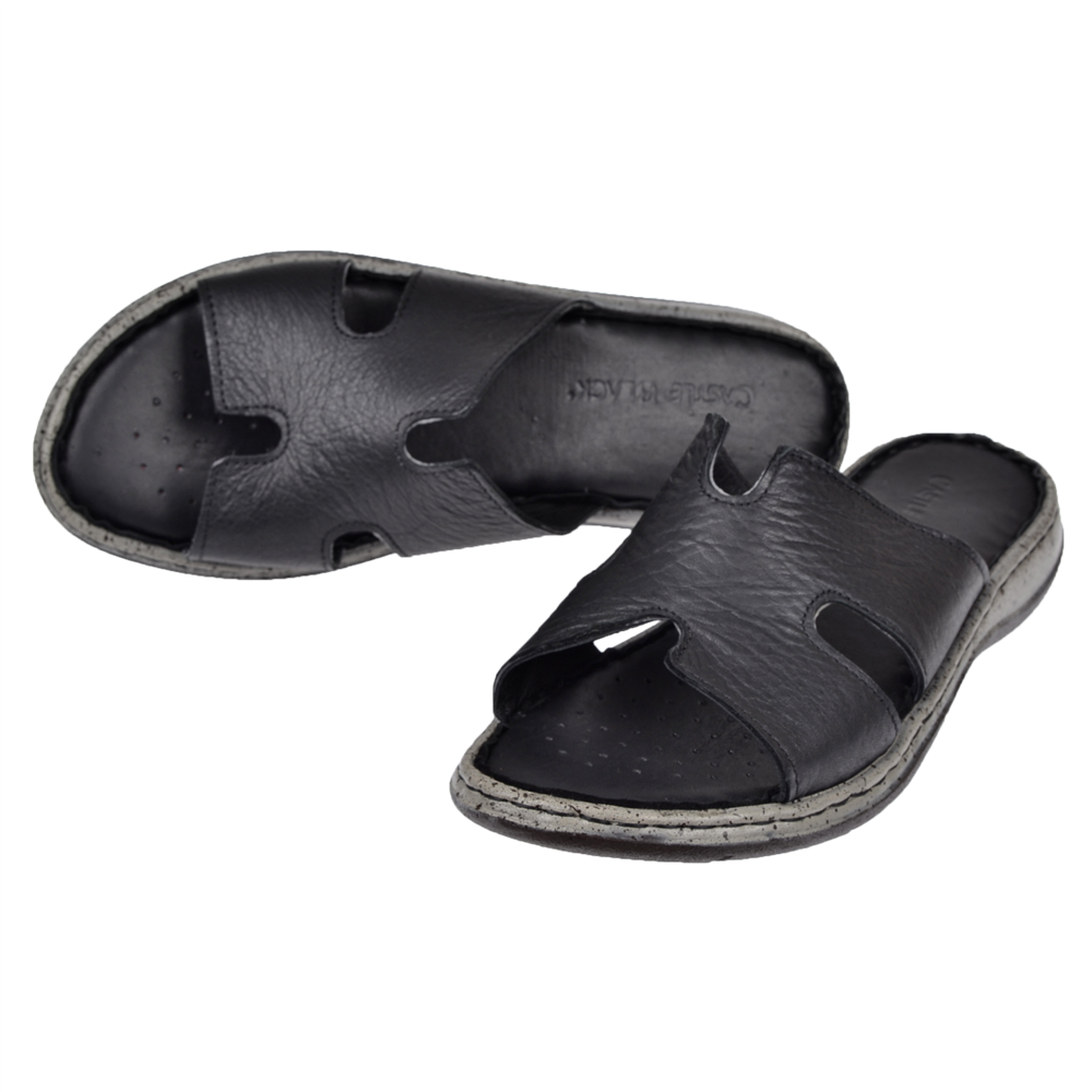 Castle Black Hakiki Deri Comfort Kadın Terlik CB-22404   SİYAH