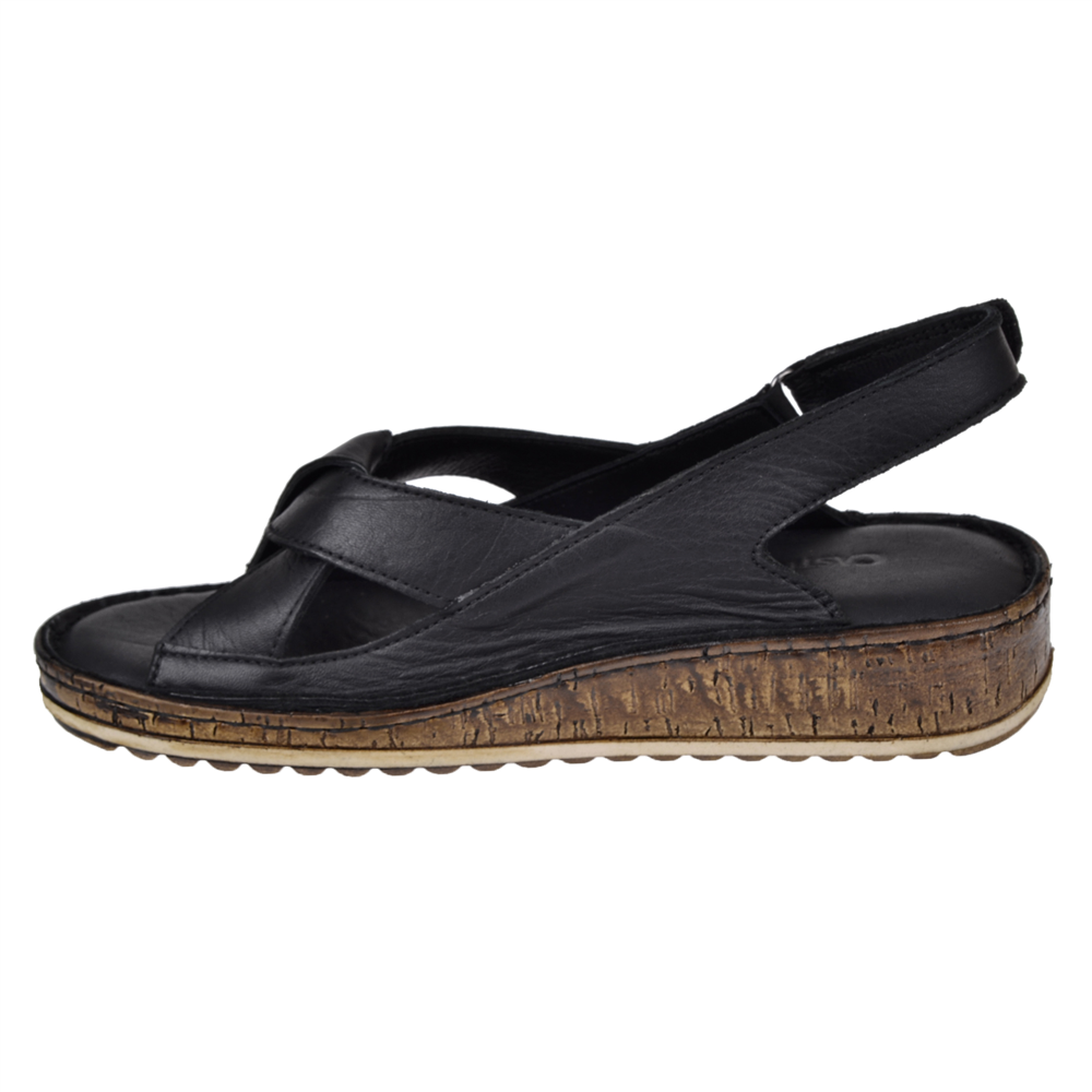 Castle Black Hakiki Deri Comfort Kadın Sandalet CB-22354   SİYAH