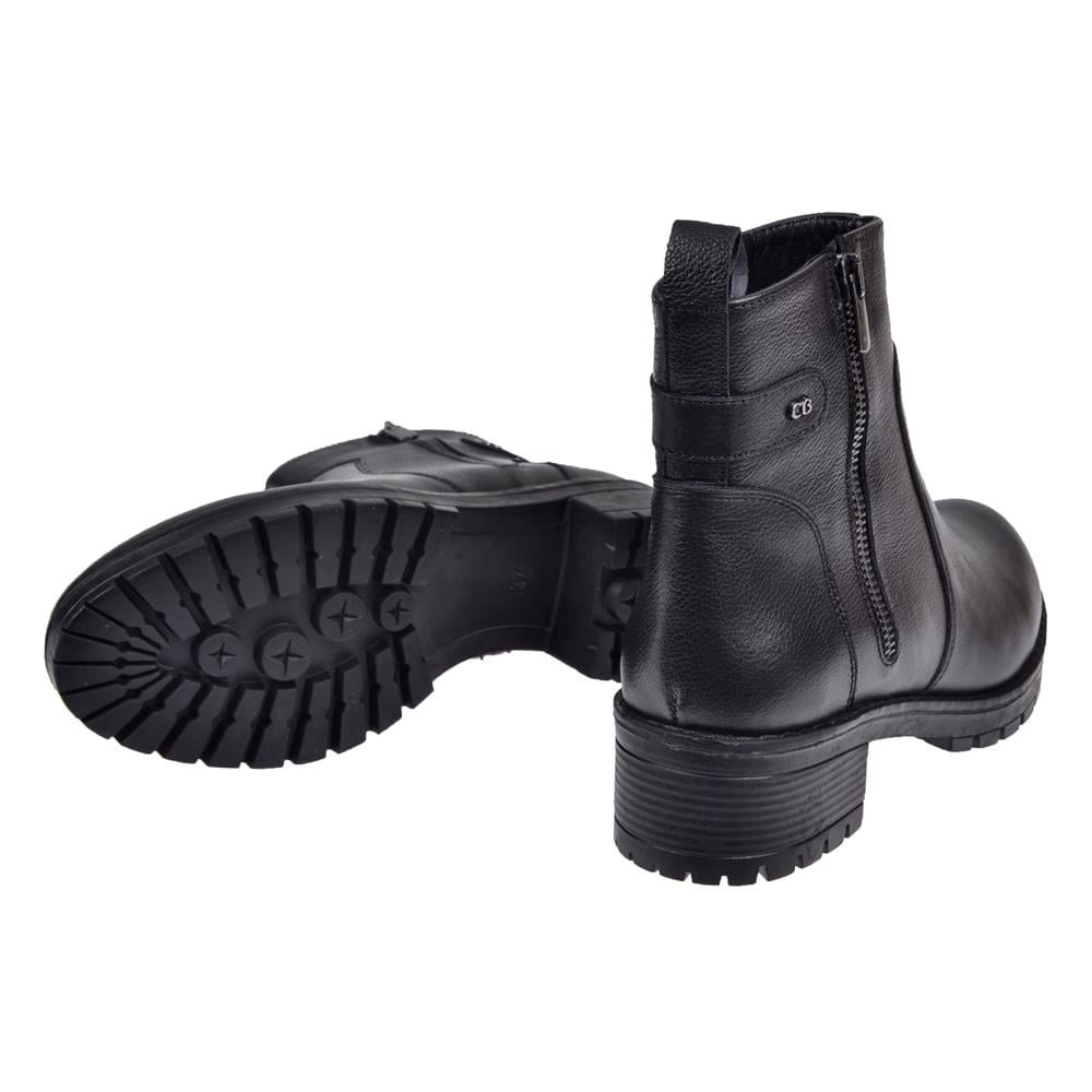 Castle Black Hakiki Deri Kadın Bot SK-4663   SİYAH