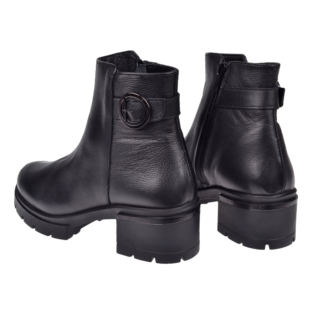 Castle Black Hakiki Deri Kadın Bot SK-27362 SİYAH
