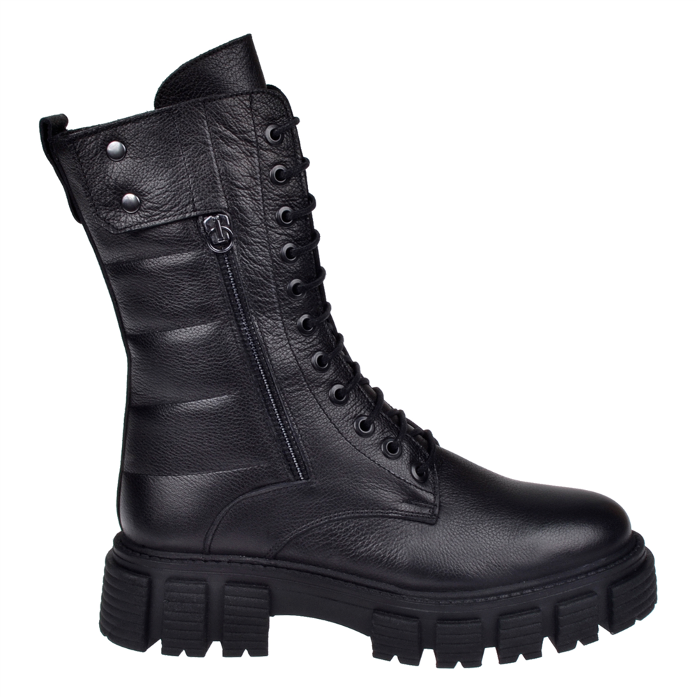 Castle Black Hakiki Deri Postal Kadın Bot SK-36871 SİYAH