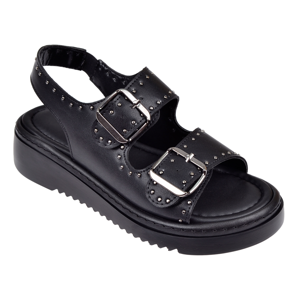 Castle Black Üstten Tokalı Kadın Sandalet CB-35169 SİYAH
