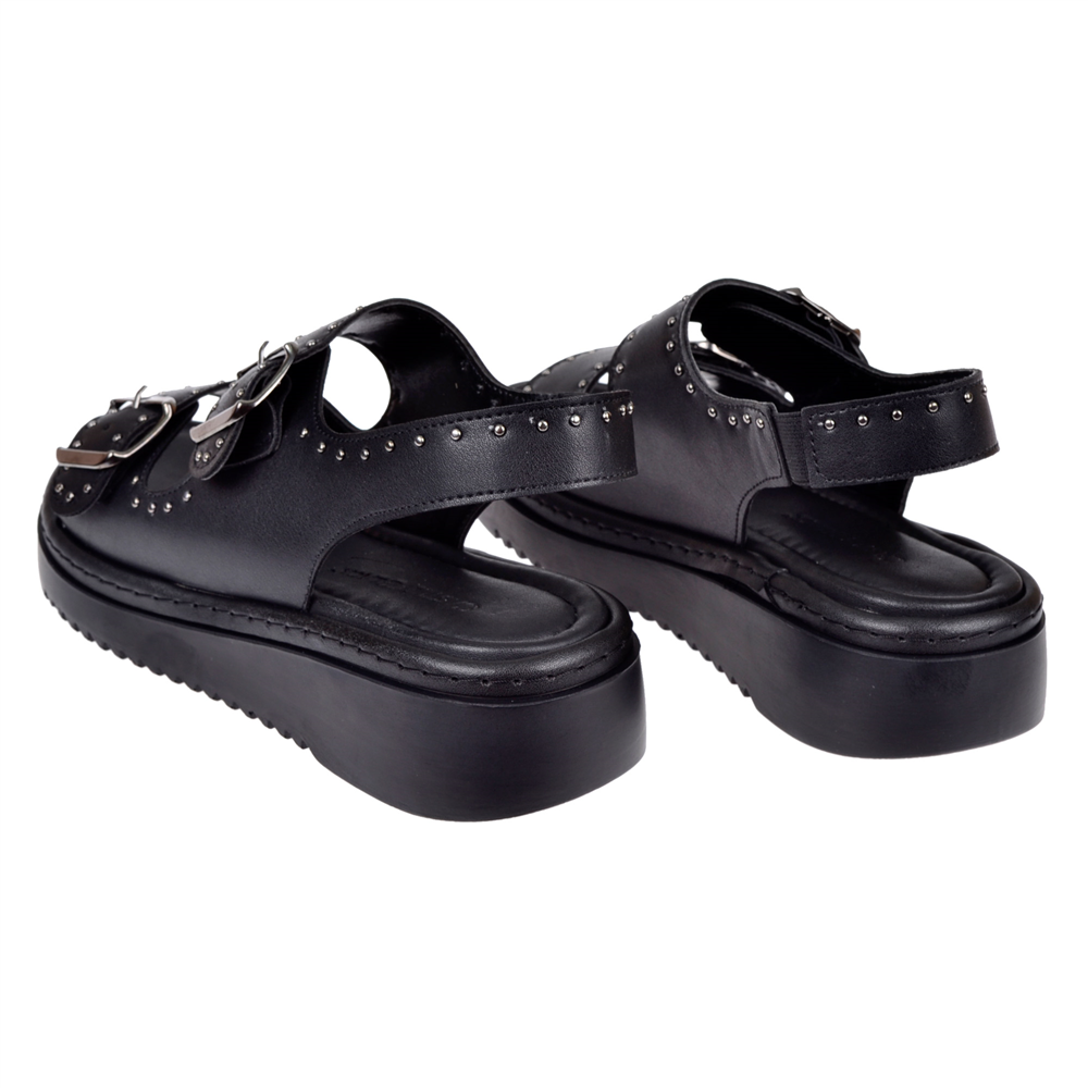 Castle Black Üstten Tokalı Kadın Sandalet CB-35169 SİYAH