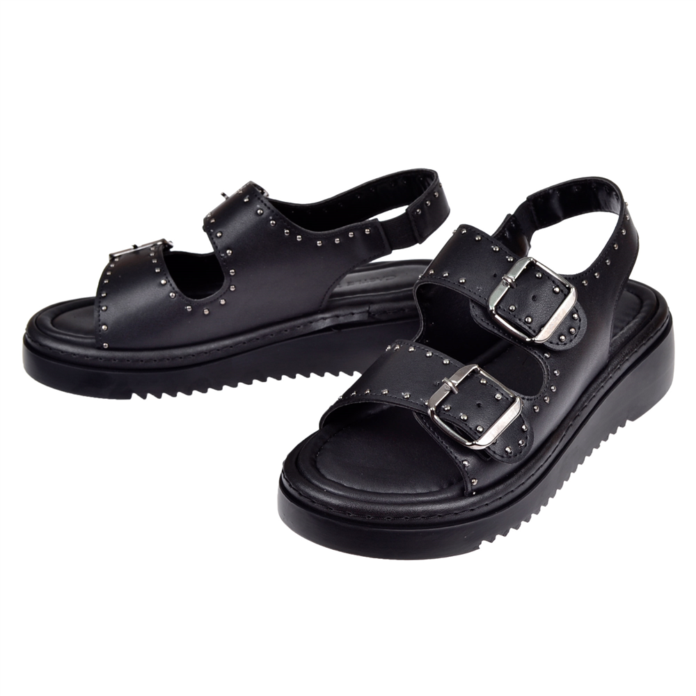Castle Black Üstten Tokalı Kadın Sandalet CB-35169 SİYAH