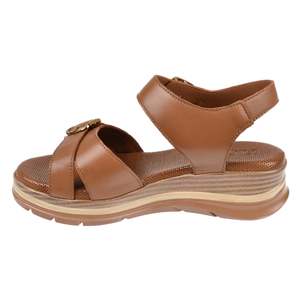 Floor Hakiki Deri Comfort Kadın Sandalet MAK-1906 TABA