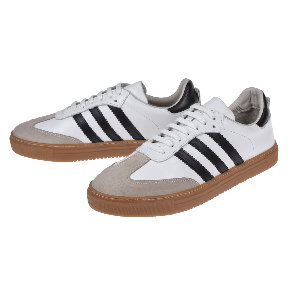Floor Hakiki Deri Erkek Spor Ayakkabı Sneaker MAK-3030M BEYAZ SİYAH