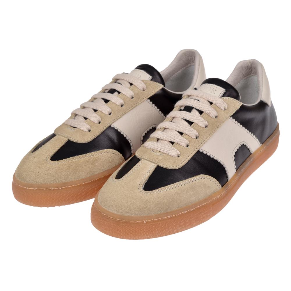 Floor Hakiki Deri Kadın Spor Ayakkabı Sneaker MAK-5120   SİYAH BEJ