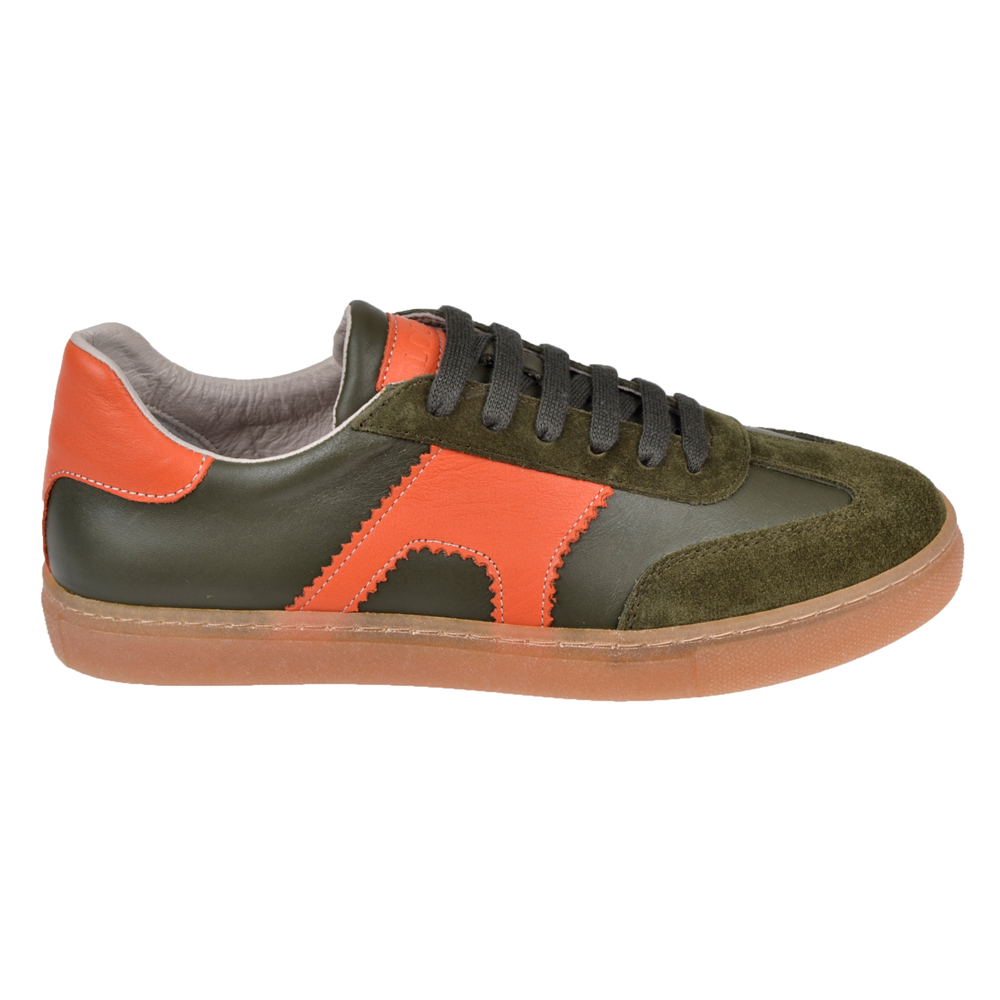Floor Hakiki Deri Kadın Spor Ayakkabı Sneaker MAK-5120 HAKİ ORANGE