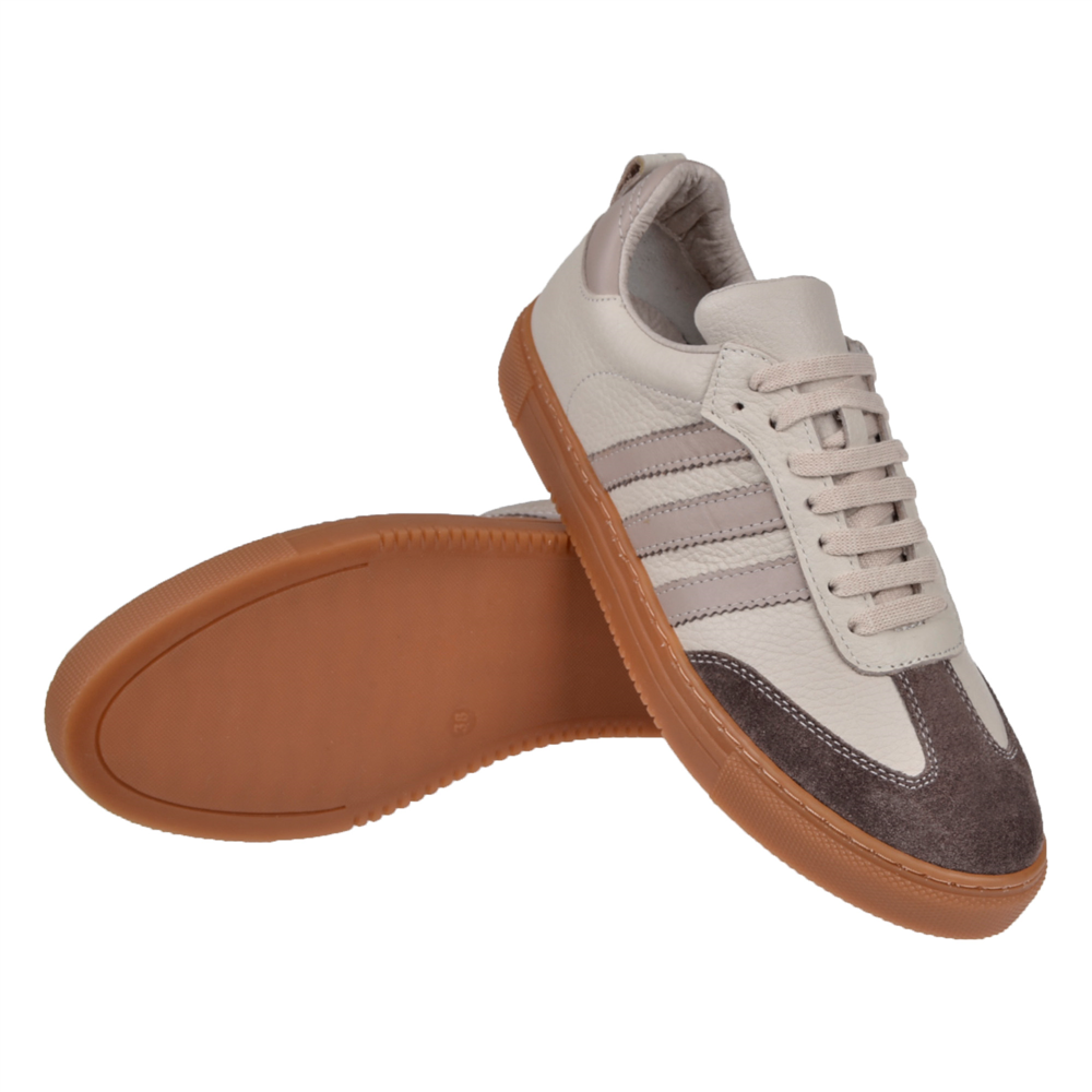 Floor Hakiki Deri Kadın Spor Ayakkabı Sneaker MAK-3020 VİZON