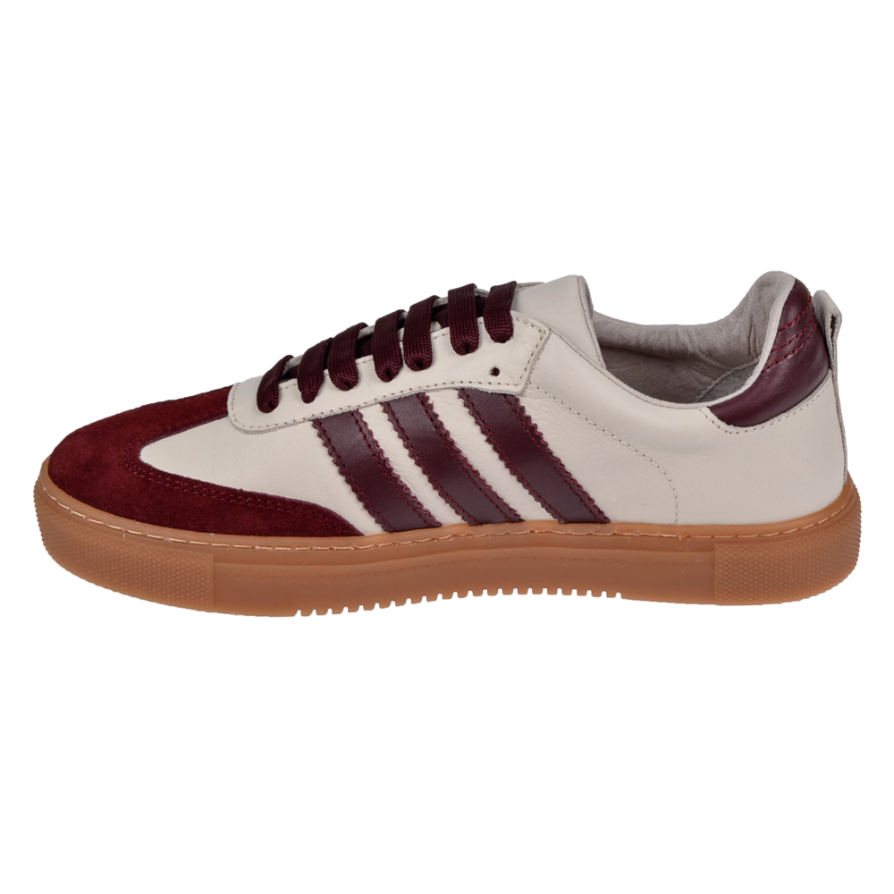 Floor Hakiki Deri Kadın Spor Ayakkabı Sneaker MAK-3020 BORDO