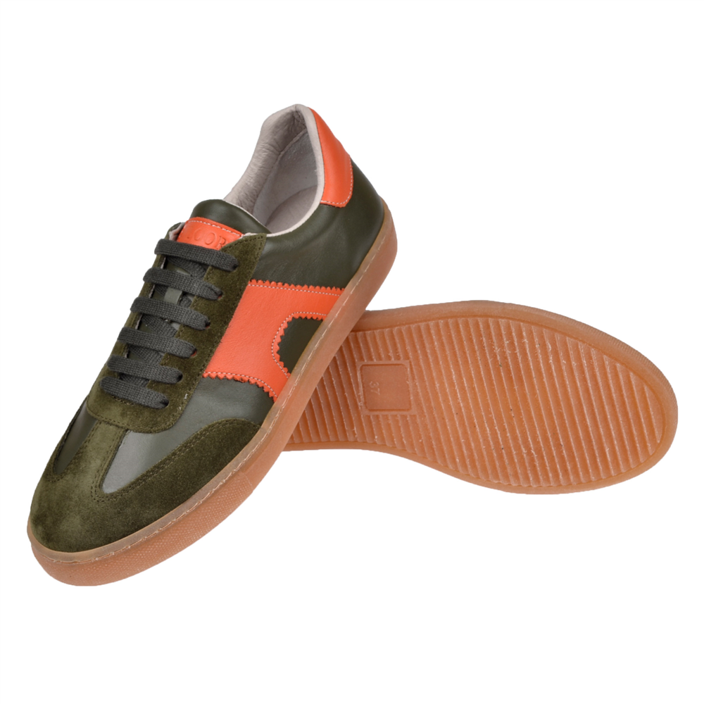 Floor Hakiki Deri Kadın Spor Ayakkabı Sneaker MAK-5120 HAKİ ORANGE