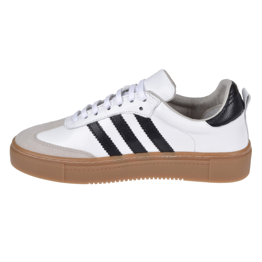 Floor Hakiki Deri Kadın Spor Ayakkabı Sneaker MAK-3020   BEYAZ SİYAH