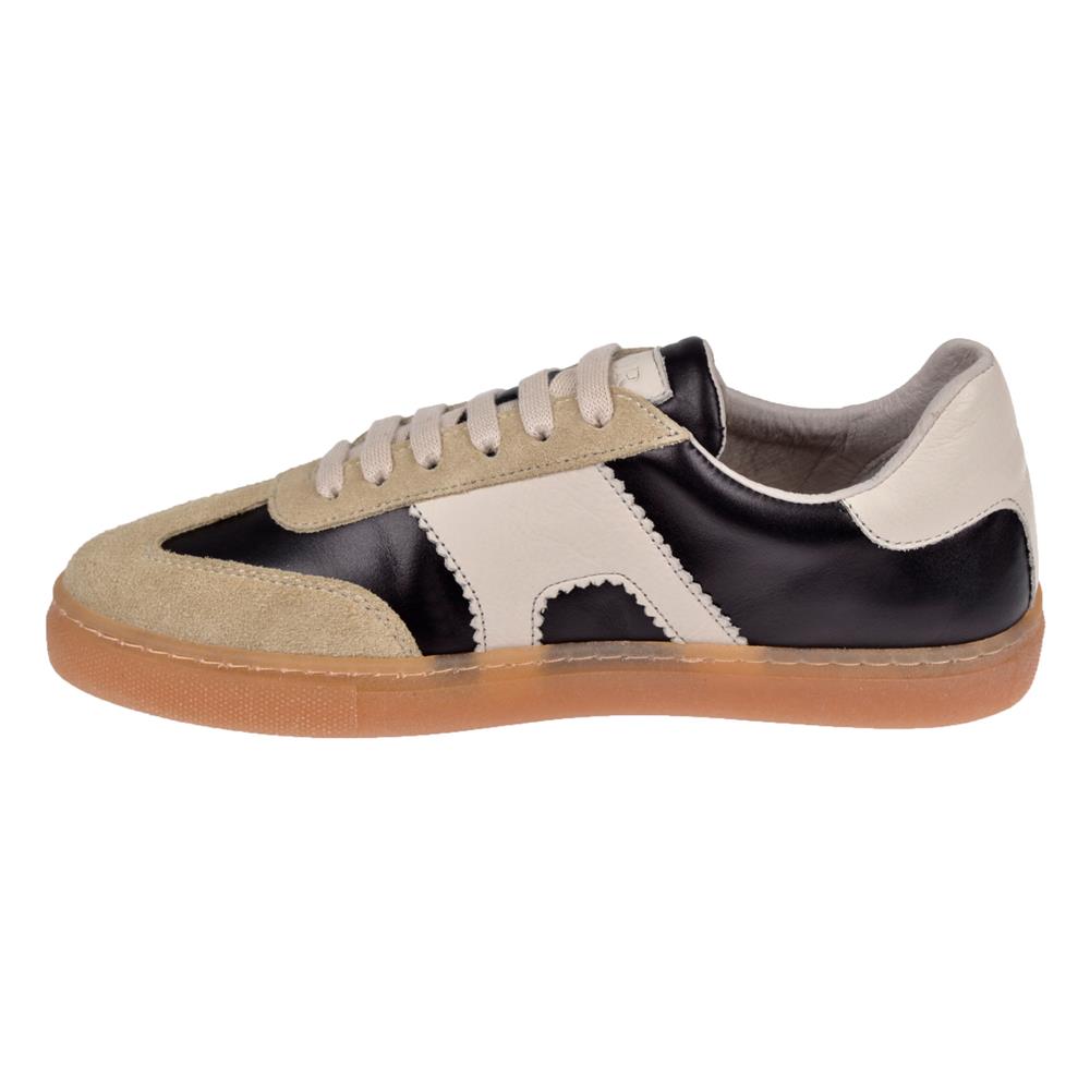 Floor Hakiki Deri Kadın Spor Ayakkabı Sneaker MAK-5120   SİYAH BEJ
